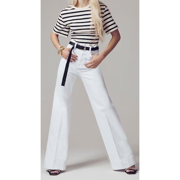 J. Crew Wide-leg denim trouser in white Size 37 - Picture 2 of 12